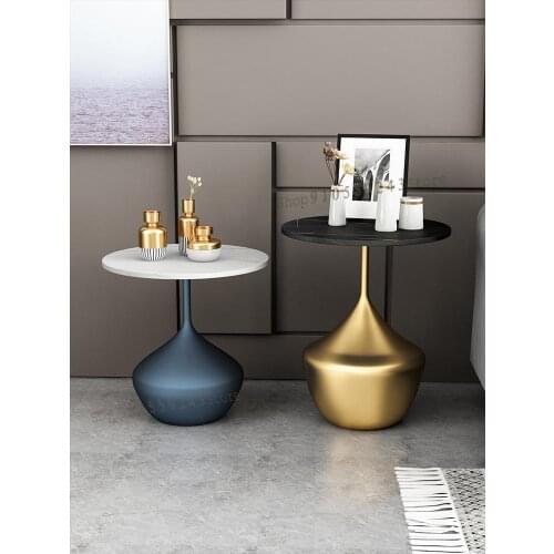 Customized Side Table Light Luxury Modern Minimalist Nordic Rock Board Coffee Table Living Room Movable Small Round Table Italia