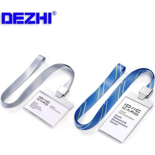 Clear Acrylic Plastic with Metal ID IC Card Badge Holder Pass Card + Colorful Polyester Lanyard with Al Alloy buckle