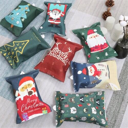 Christmas Pattern Tissue Bag Simple Household Vehicle Paper Towel Box Home Table Napkin Case