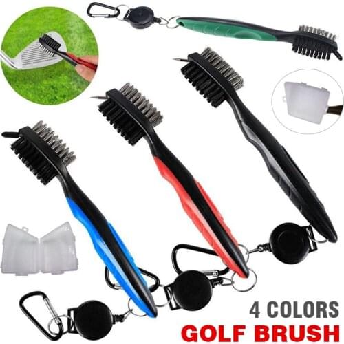 Golf Stock Retractable Club Double-sided Cleaning Brush Reel Groove Cleaner With A Loop Clip For Easy Hanging