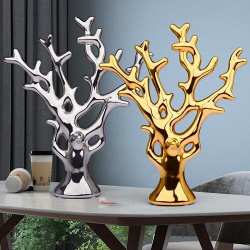 Modern Simple Golden Ceramic Plant Ornaments Living Room Decoration Creative Crafts Furnishings Home Decoration Accessories