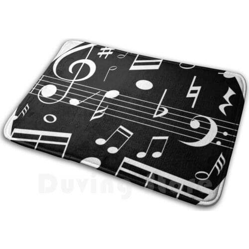 Dancing Music Notes - Black And White Carpet Mat Rug Cushion Soft Infinitetango Music Music Notes Note Musical