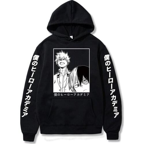 Harajuku My Hero Academia Bakugou Katsuki Shoto Todoroki Unisex Hoodie Anime Printed Hip Hop Streetwear Casual Sweatshirt