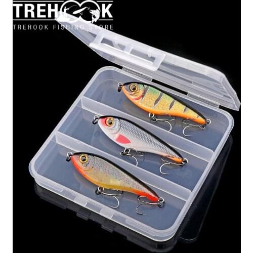 TREHOOK 3pcs Jerkbait Sinking Wobblers For Pike Fishing Lure Set 68mm 9g Rattling Artificial Baits Kit Crankbaits Fishing Tackle