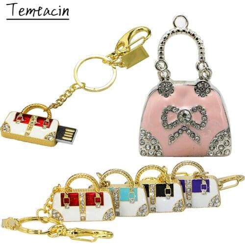 USB Flash Drive Crystal Jewelry Handbag Cle USB Pen Drive 8GB 16GB 32GB 64GB 128GB 256GB Pendrive Lady Bag USB Stick Memory Disk