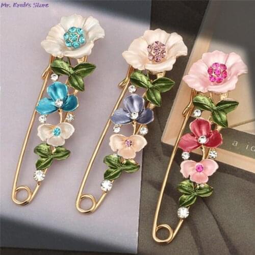 1pc Large Vintage Flower Female Pins and Brooches for Women Collar Lapel Pins Badge Rhinestone Brooch Jewelry