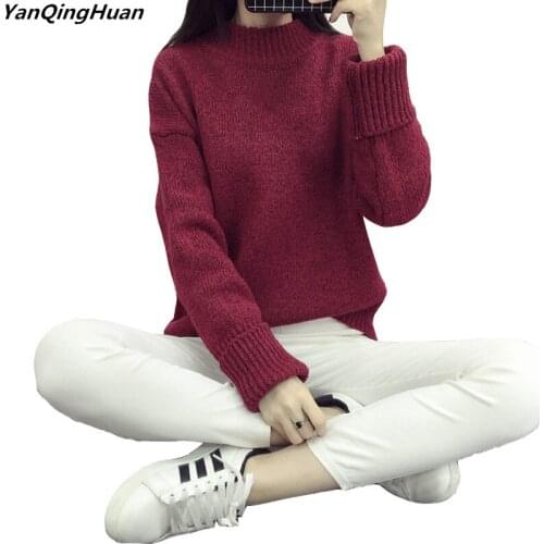 Winter Warm Thickening Pullover Knit Sweater Womens 2018 Fashion Korean Version Of The Line Casual Loose High Stretch Sweater