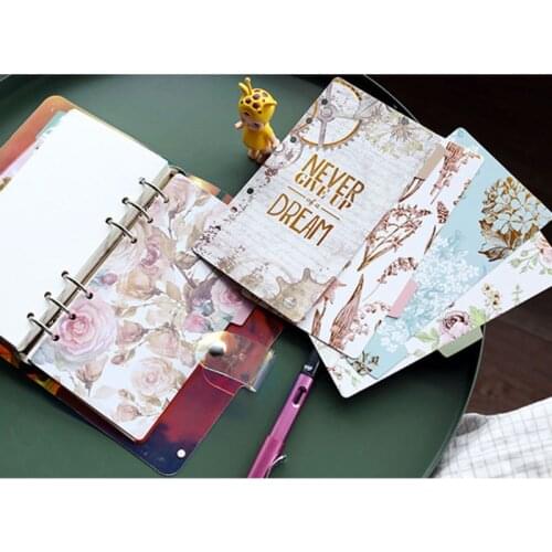 1Set A5 A6 Loose Leaf Notebook Divider 6 Hole Index Separator Binder Page Divider School Stationery Office Supplies C26