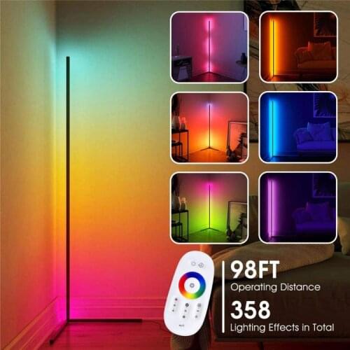 1pcs Modern RGB Corner Floor Lamp Colorful Bedroom Dining Room Atmosphere Lighting Decoration Lighting Standing Lamp
