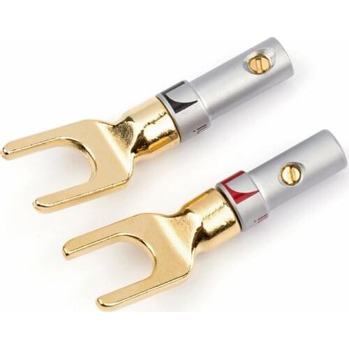 4pcs Nakamichi Gold Plated Y/U- type Banana Plugs Set Cable Wire Connector Fork Spade Speaker Plug Adapter Audio Terminals