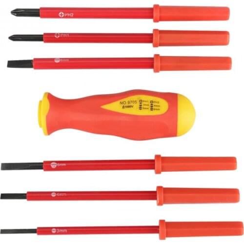 7Pcs/set Multifunction Insulated Screwdrivers Insulated Slot Cross Electrician Screwdrivers Set 2019