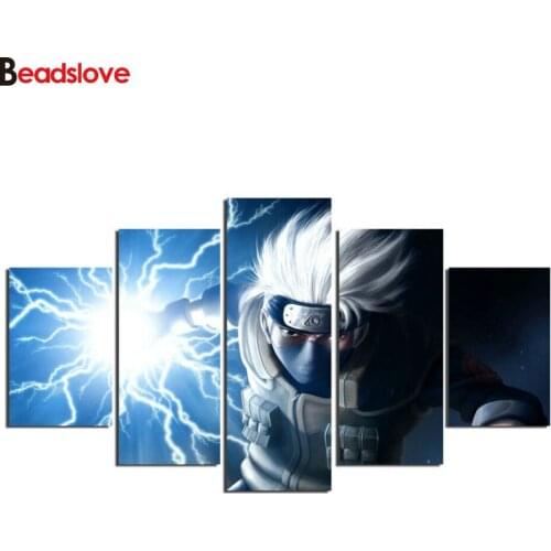 Diamond Embroidery Anime Boy Lightning 5 Pcs Needlework 5D DIY Diamond Painting Multi Panel Full round Rhinestones Mosaic