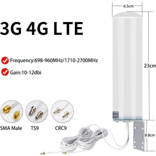 3G 4G LTE Antenna general outdoor signal amplifier enhanced receiving antenna SMA Male CRC9 TS9 Connector for 3G 4G router modem