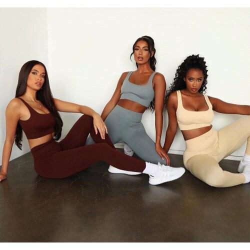 2PCS Seamless Women Yoga Set Workout Sportswear Gym Clothing Fitness Sports Bra High Waist Leggings Pants Yoga Trousers Suits