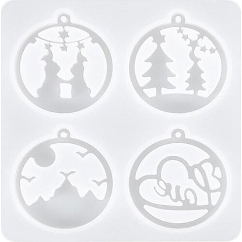 Shiny Christmas Trees Keychain Silicone Epoxy Resin Mold DIY Keychain Pendant Jewelry for Valentine Gift Craft N2UE