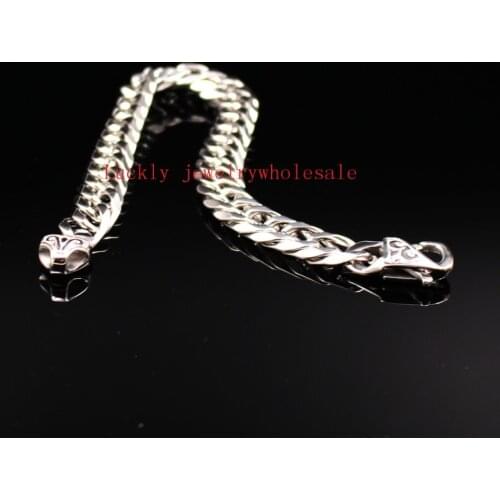 Vintage Style clasp 8.66'' Stainless Steel Double Cuban Curb Link Chain Bracelet for husband / father gifts 12mm