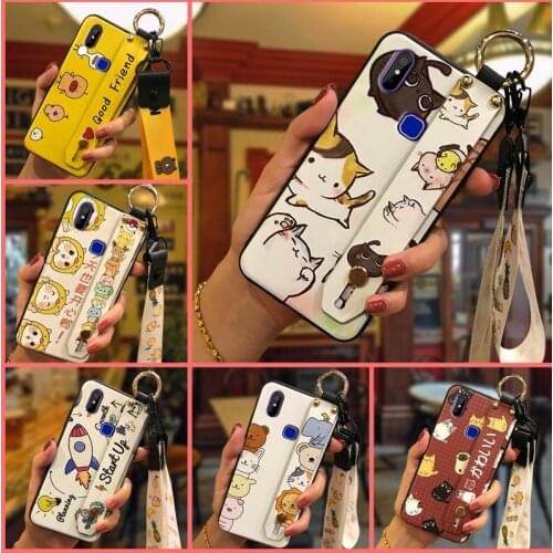 Cartoon Wrist Strap Phone Case For Cubot Max 2 Fashion Design For Girls Silicone Cute Cover