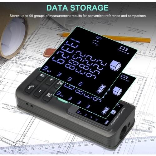 120m Digital Laser Distance Meter Rangefinder Distance Measuring Meter Electronic Area/Volume/Pythagorean Measurement Device