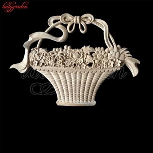 Decorative Wood Appliques Wood Carved Corner Applique Wooden Carving Decal Furniture Cabinet Door Frame Wall Home Decoration