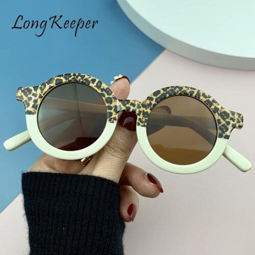 Children Eyeglasses Round Kids Sunglasses Girls Boys Leopard Double Color Sunglasses Vintage Eyewear UV400 Protection Gafas