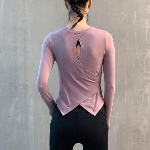 New Yoga Top Sport Long Sleeve Sexy Back Fitness Clothes Sports T-Shirt Women Autumn Gym Woman Black Jerseys Workout Woman Shirt