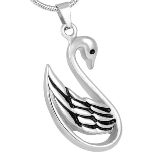 IJD8204 Cheap Sale Stainless Steel SWAN Memorial Urn Jewelry Keepsake Cremation Ashes Necklace for Women