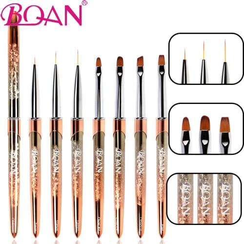 BQAN Nail Art Brush Pattern Rose Gold Nail Brushes Line Painting Brushes Nails Crystal Acrylic Liner Drawing Pen Nail Art Tools