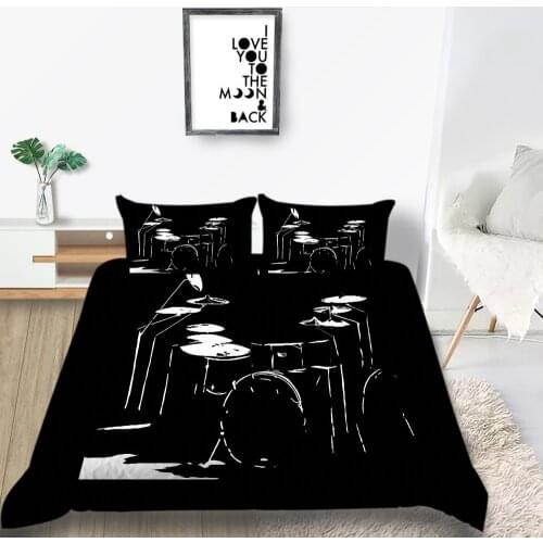 Thumbedding Drum Bedding Set Single Black Rock Style Duvet Cover Queen Soft King Twin Full Single Double Unique Design Bed Set