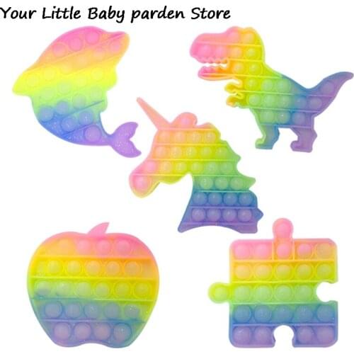 Creative Unicorn Dinosaur Fidget Toys Gradient Color Push Bubble Fidget Antistress Toys Autism Special Needs Stress Reliever