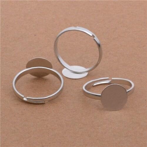 40Pcs Open Ring Circle With Pad Adjusted 18mm Flat Ring Base Gold Silver Bronze Plated For Jewelry Making