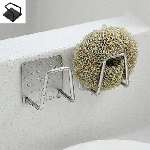 Kitchen Sponges Holder Self Adhesive Sink Sponges Drain Drying Rack 304 Stainless Steel Storage Holder Kitchen Sink Accessories