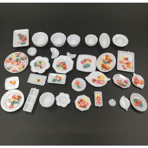 1:12 Cute MINI Dollhouse Miniature Kitchen cup utensils dish plate 33pcs with fruit slices
