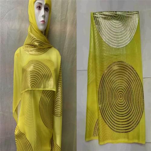 Many Color African Soft Silk Fabric For Garment Neat Embroidery On The Gold Satin Material Sewing Materials 5 Yards!LXFO10238