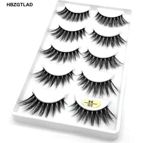 NEW 5 pairs 100% Real Mink Eyelashes 3D Natural long False Eyelashes 3d Mink Lashes Soft Eyelash Extension Makeup Kit Cilios 84