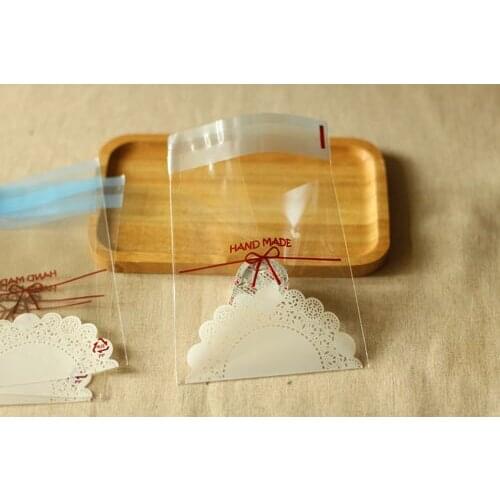 Wholesale 700pcs Clear Lace"Hand Made"Cookie Bag,Plastic Cellophane Self Adhesive Seal,For Bakery Gift Party Favors Packaging