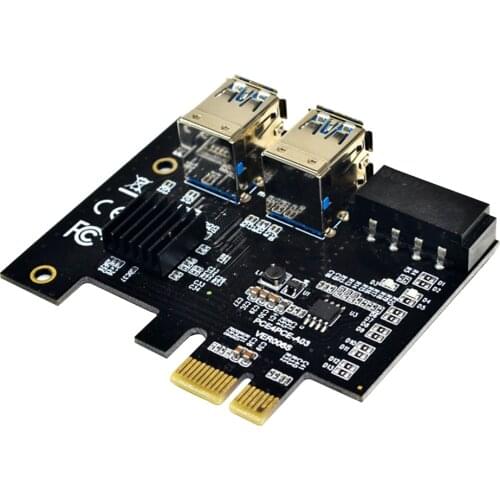 PCI-E to PCIe Adapter PCI-Express 1x to 16x Mining Riser Card 1 to 4 USB3.0 Multiplier with Molex 4 Pin Power Port for BTC Miner