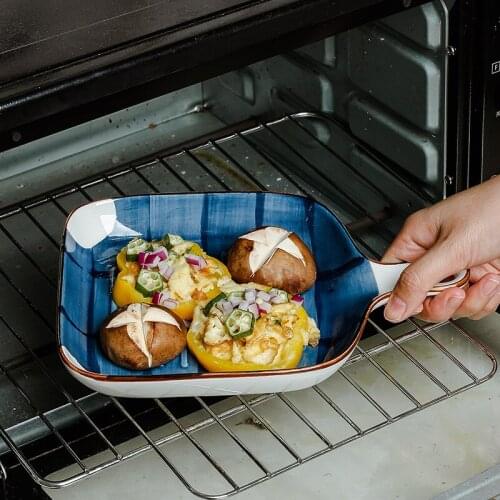 Japanese Style Baking Dish With Handle Ceramic Creative Steak Plate Home Nordic Western Dishes plates and bowls