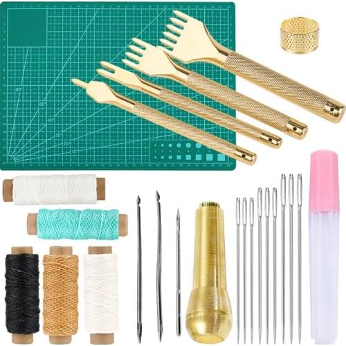 MIUSIE Professional Leather Craft Punch Tool Kit And Leather Sewing Supplies For Leather Craft Working