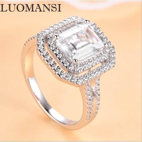 Luomansi Luxury Creation Moissanite Diamond Ring Real S925 Sterling Silver Wedding Engagement Super Flash High Jewelry
