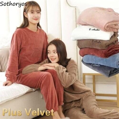 Sleep Bottoms Women Flannel Leisure Warm Soft Couples Comfortable Womens Winter Pajama Pants Korean Style Students Homewear Chic