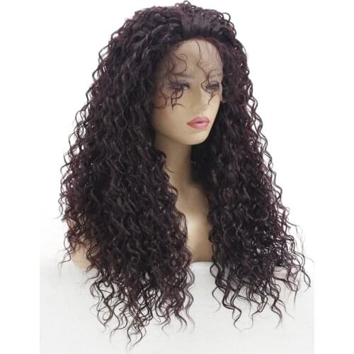Synthetic Afro Curly Wig Fiber Lace Front Wig With Baby Hair Cheap Kinky Curly 180 Density 26inch Heat Resistant Synthetic Wigs