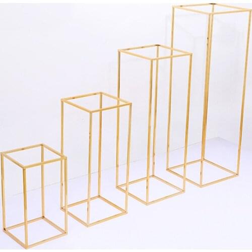 Wedding Metal Iron Art Rectangle Three-dimensional Geometry Guide Wedding Decoration T Stage Event Party Decoration