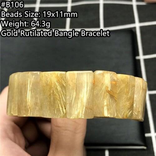 Top Natural Gold Rutilated Quartz Bracelet Jewelry For Women Lady Man Healing Wealth Luck Crystal 19x11mm Beads Stretch AAAAA