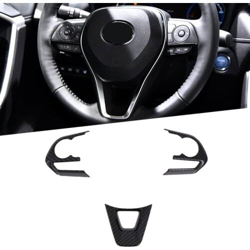 For Toyota RAV4 RAV 4 2019 2020 Carbon Fiber Car Steering Wheel Protective Cover Trim Sticker Interior Accessories Styling