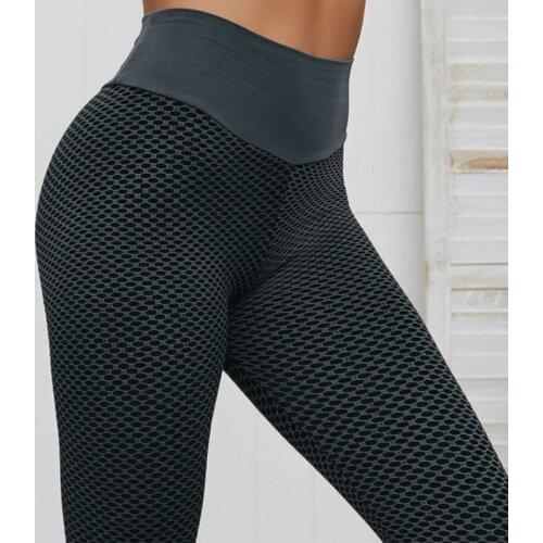 Jacquard Honeycomb Sports Pants Female Peach Hip Yoga Pants High Waist Stretch Hip Sports Tights Hip Raise Fitness Gym Shark
