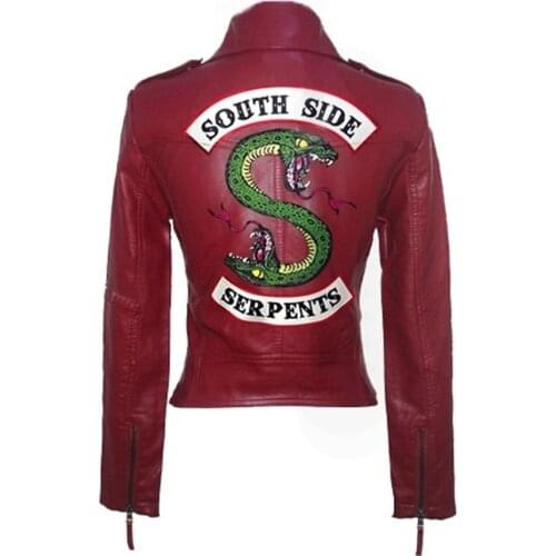 2019 New Spring Riverdale Southside Jackets Serpent Fans Zipper PU Jacket Women Coats Slim fit Jacket Outwear Clothes coat Trend