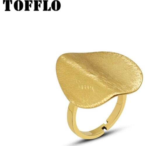 TOFFLO Stainless Steel Jewelry Exaggerated Special Drawing Silk Fog Face Feeling Ring Female Index Finger Ring BSA207