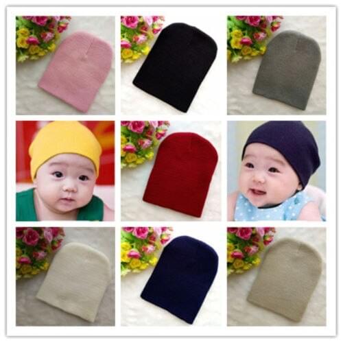 1PC Newborn Baby Boys Girls Beanies Knitted Cotton Hat Soft Cap Infant Toddle Hat Crochet Ski Ball Caps