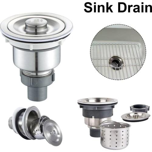 1pcs Kitchen Sink Drain Strainer Assembly Stainless Steel with Removable Deep Waste Basket and Sealing Lid Kitchen Accessories