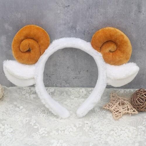 10pcs Cartoon Sheep Horn Hair Hoop Sponge Wide Edge Candy Color Make-up Wash Face Headdress Christmas Costume Hair Band